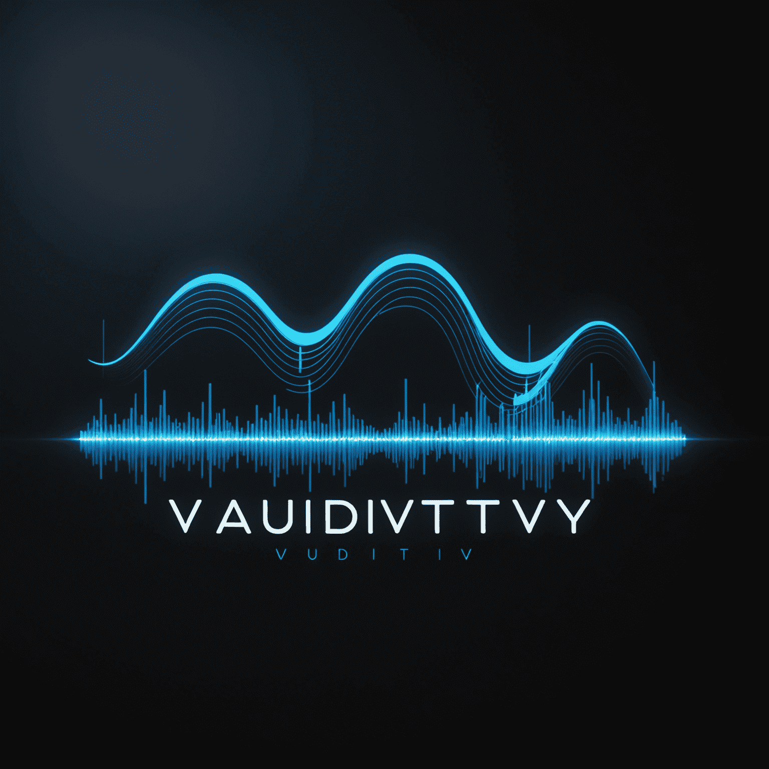 vol_audivity logo - A futuristic audio wave design with neon blue text