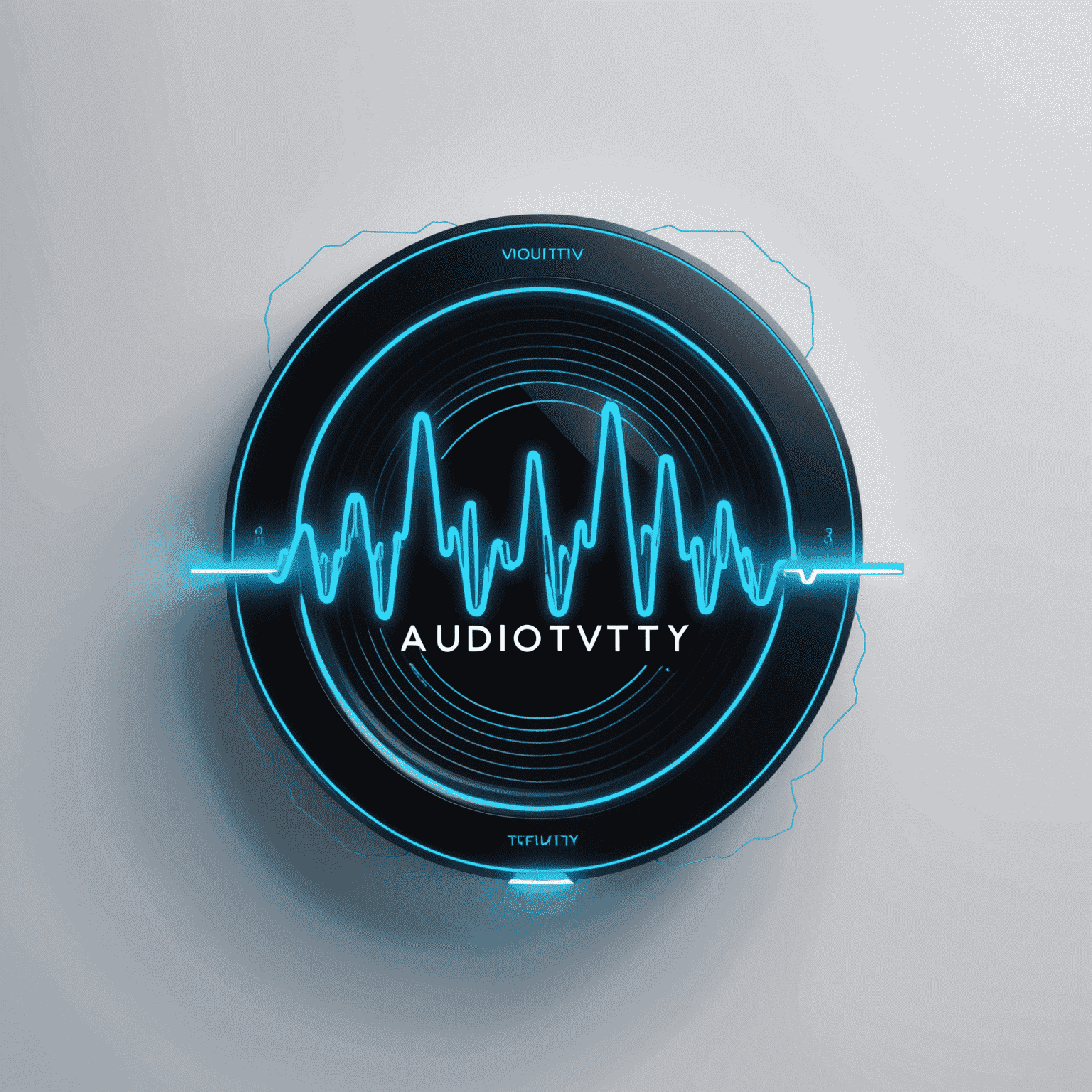 vol_audivity logo - A futuristic audio wave design with neon blue text