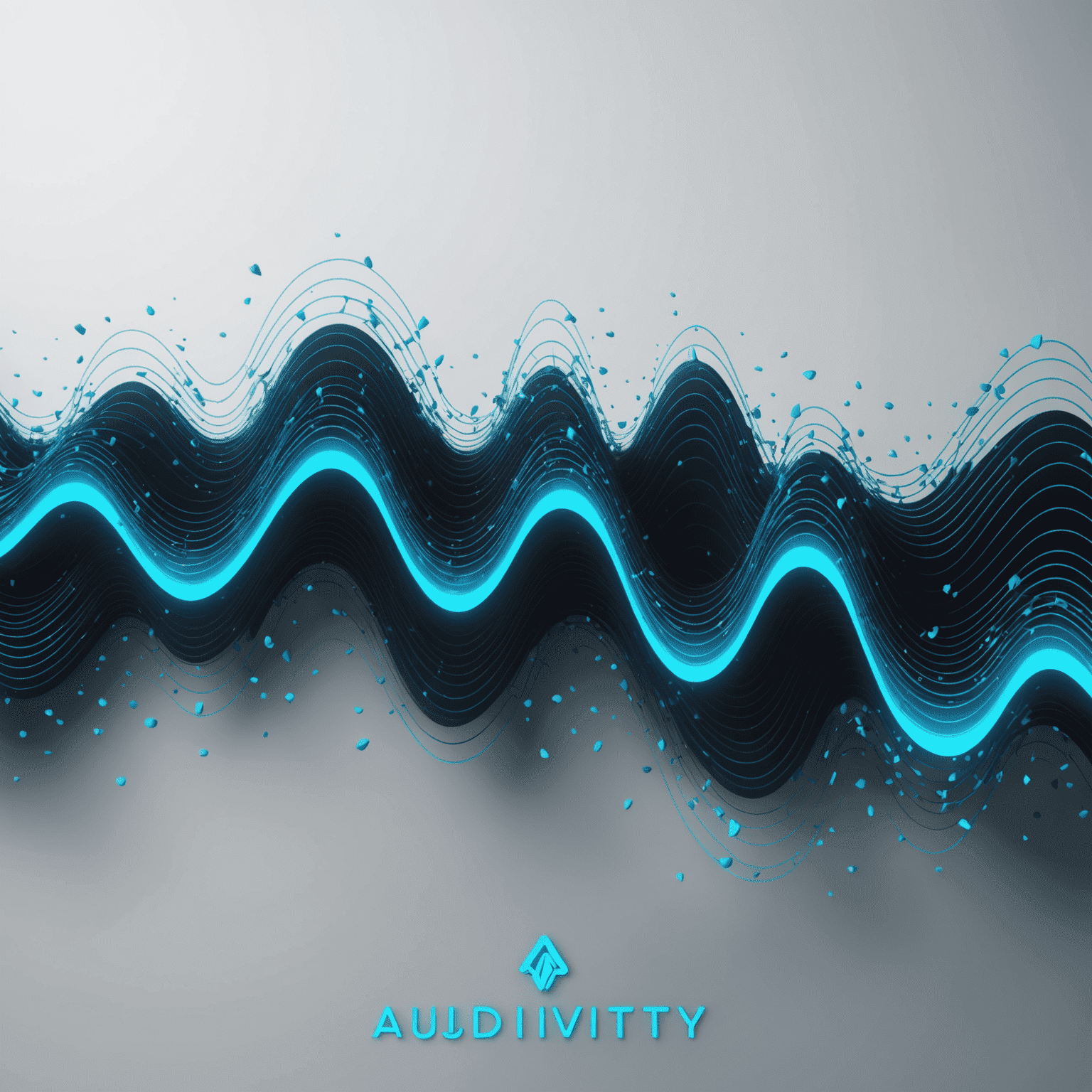 vol_audivity logo - A futuristic audio wave design with neon blue text